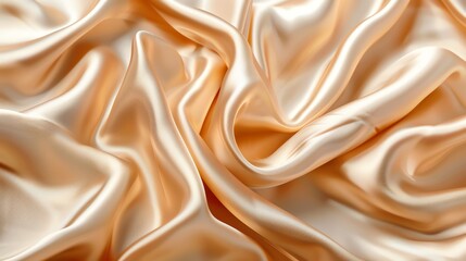 Fototapeta premium A close up of smooth, golden fabric with soft folds.