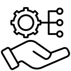 Hand Holding Gear Outline Icon, Business and Marketing Outline Icon