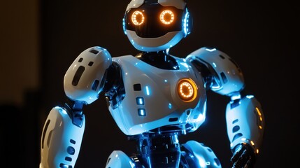 Fototapeta premium A futuristic robot with glowing features, showcasing advanced technology and design.