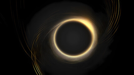 Black background with a soft gold halo effect in the center. Aureole. Illustration