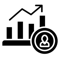 Up Graph Glyph Icon, Business and Marketing Glyph Icon