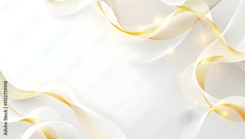Poster luxury white and gold background with golden lines and paper cut style. premium gray and gold backgr