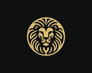 Gold Lion Icon Logo Design Vector Template. Lion Head, Face, Logo illustration.