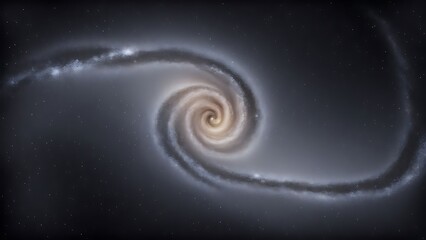 A minimalist Milky Way, depicted with scattered soft dots in a spiral pattern on a dark canvas.