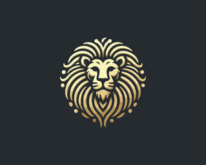 Gold Lion Icon Logo Design Vector Template. Lion Head, Face, Logo illustration.