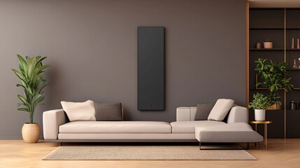 Modern Minimalist Living Room with Vertical Canvas Art