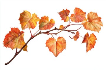Fototapeta premium Autumn Grape Leaves Change Colors on Vine, Fall Colors Nature's Palette.