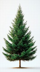 Fototapeta premium Lush green coniferous tree isolated on white
