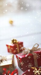 Festive red and gold Christmas presents