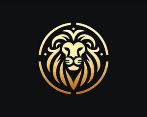 Gold Lion Icon Logo Design Vector Template. Lion Head, Face, Logo illustration.