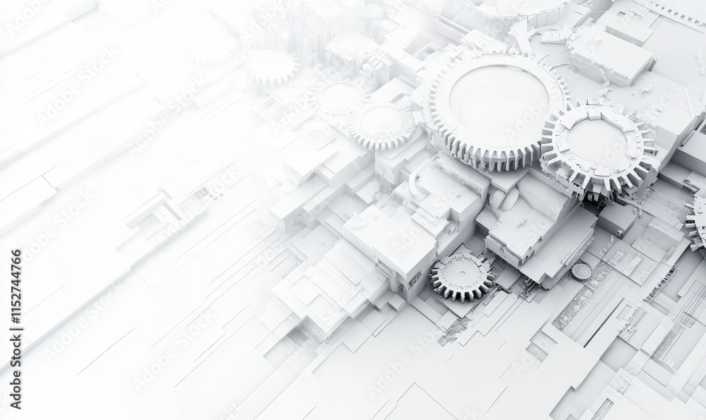 Aufkleber abstract white gears and mechanical parts background.