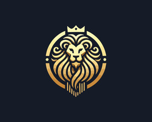 King Lion Head Logo Icon Vector illustration	
