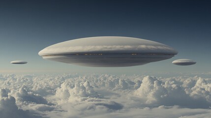 Obraz premium Cloaked Alien Drone Hovering in Shimmering Sky