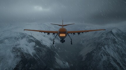 Naklejka premium Alien Drones with Glowing Propulsion System in Stormy Sky