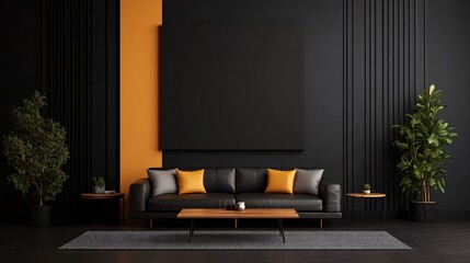 Elegant Living Room Mockup with Vertical Design Elements