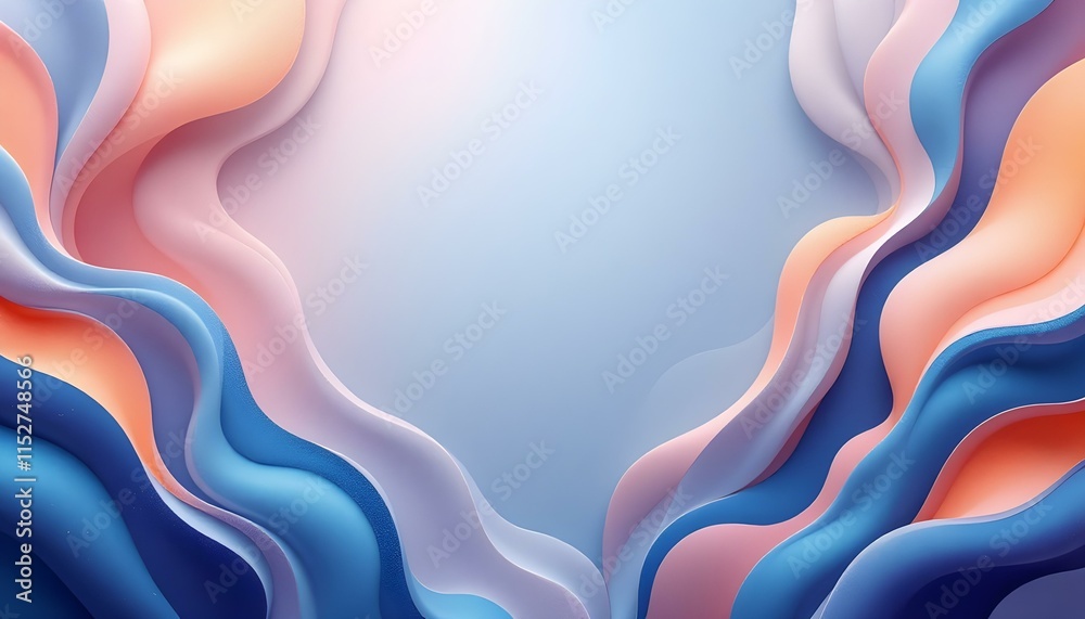 Poster Minimalistic clean orange waves abstract background. Abstract soft orange gradient waves background with smooth light transitions. Abstract orange waves, flowing gradient design, soft minimalistic