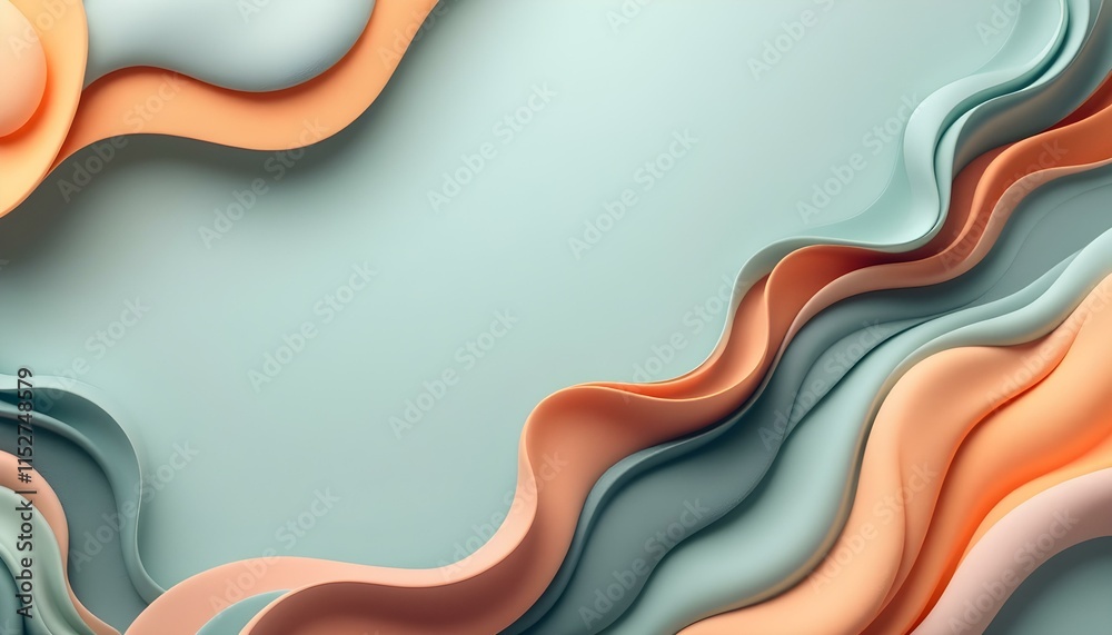 Fototapete Minimalistic clean orange waves abstract background. Abstract soft orange gradient waves background with smooth light transitions. Abstract orange waves, flowing gradient design, soft minimalistic