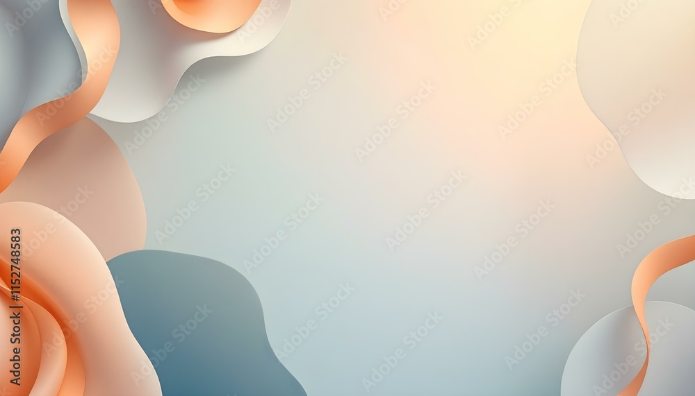 Fototapete Minimalistic clean orange waves abstract background. Abstract soft orange gradient waves background with smooth light transitions. Abstract orange waves, flowing gradient design, soft minimalistic