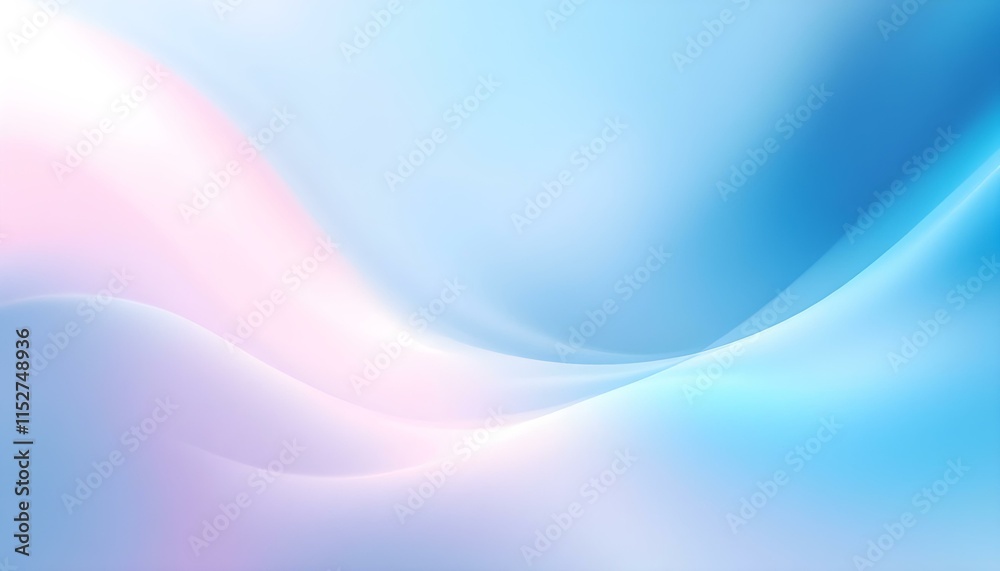 Poster Minimalistic soft light abstract swoosh wave border layout. Bright green and blue abstract speed lines flow in a minimalistic. Full frame of forms and textures of smoke of orange color on a white
