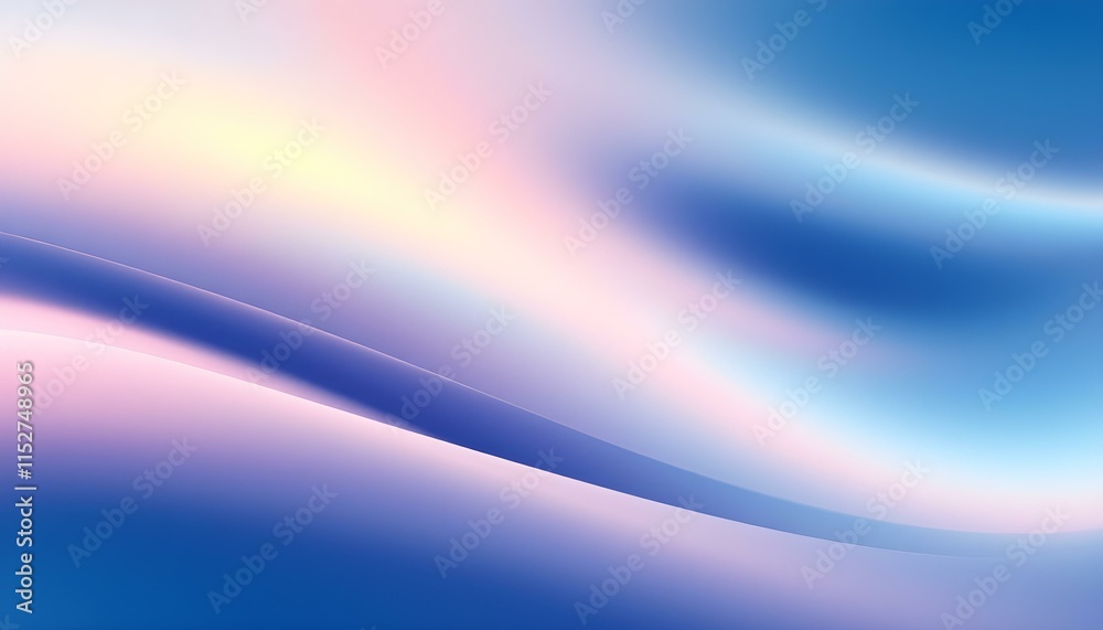 Poster Minimalistic soft light abstract swoosh wave border layout. Bright green and blue abstract speed lines flow in a minimalistic. Full frame of forms and textures of smoke of orange color on a white