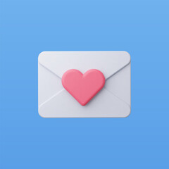 3d Realistic Love message mail vector illustration