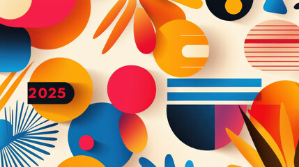 Obraz premium To-do list 2025 concept. Bright and colorful abstract design featuring shapes and patterns for 2025