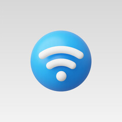 3D Realistic Wireless network icon vector illustration