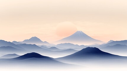 Serene Mountain Landscape at Sunrise Soft Hues