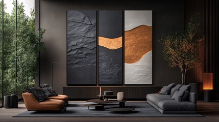 Abstract Black and White Vertical Canvas Art