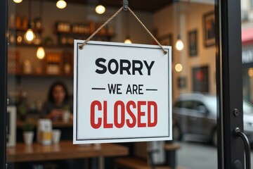 Sorry We Are Closed Sign In Shop Window