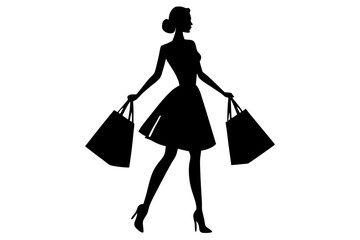 Woman Holding Shopping Bags Silhouette