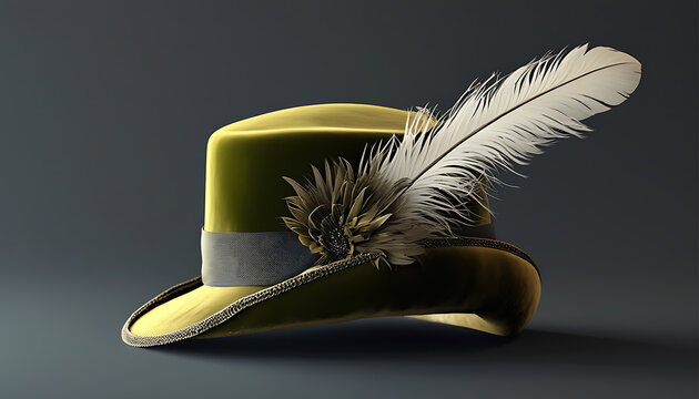 Vintage velvet hat with feather and floral decoration, showcasing elegance and style. Perfect for themed events or fashion statements