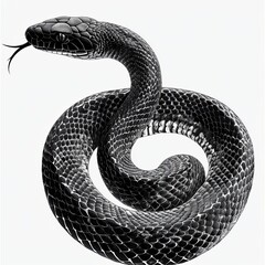 Obraz premium Black Snake Coiled In A Spiral Shape