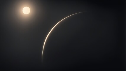 A subtle arc of a planet’s surface lit by a soft crescent of light from the sun.