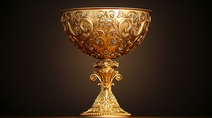 A beautifully crafted golden chalice with intricate designs, perfect for celebrations and special occasions.,transparent background. Chalice. Illustration