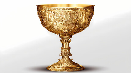 A beautifully crafted golden chalice with intricate designs, perfect for celebrations and special occasions.,transparent background. Chalice. Illustration
