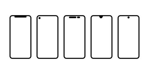 smartphone mockup with blank white screen