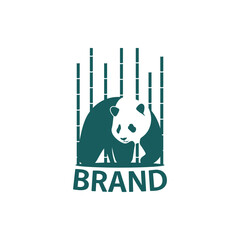 Panda bamboo logo. Simple, modern, unique, character.