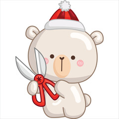 a vector of a polar bear and scissor