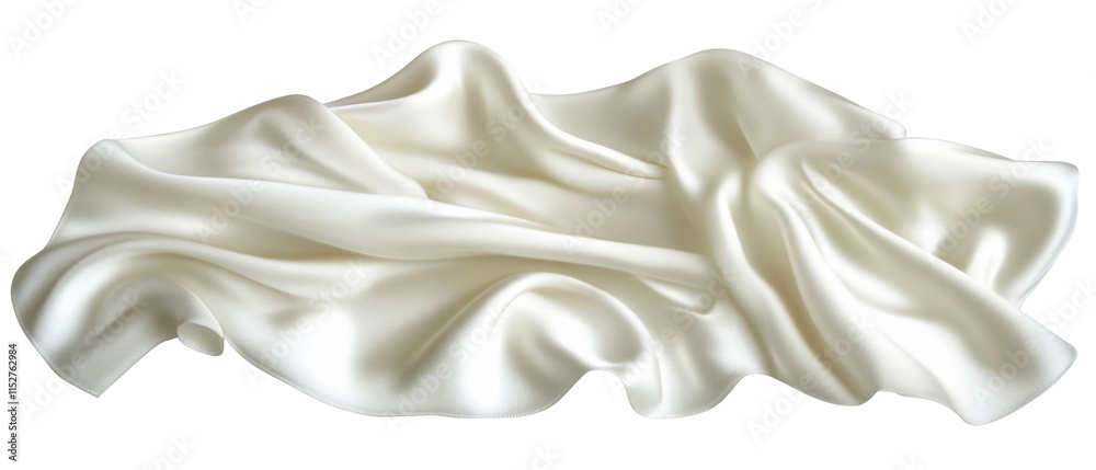 Poster floating elegant white fabric isolated transparent background