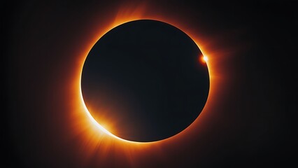 A solar eclipse depicted with a glowing ring surrounding a sharp, dark circle.
