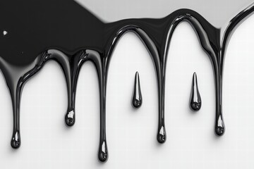 Obraz premium Black Liquid Dripping on White Background