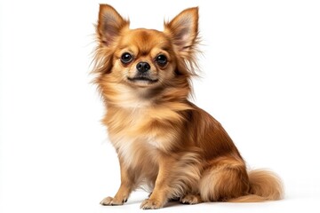 Adorable Long-haired Chihuahua Puppy Sitting