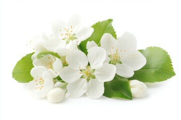 Obraz premium Delicate Apple Blossoms with Green Leaves