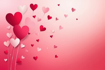 Celebrate Love with Whimsical Heart Balloons on a Romantic Pink Background - Perfect for Valentine's Day Cards, Invitations, and Social Media Posts