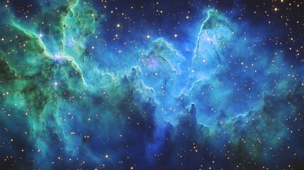 Celestial Nebula Displays Vivid Colors And Stars