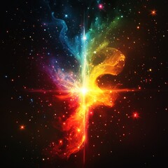 A vibrant cosmic explosion of colors against a dark background, illustrating the beauty of space.