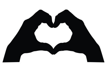 Obraz premium hand showing love shape vector art. hand showing heart and love shape . finger showing heart vector art isolated on white background.