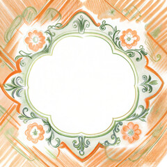 Obraz premium Charming decorative frame with floral accents on a vibrant brushstroke background