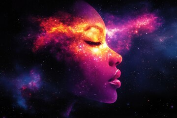 Cosmic Woman Nebula Face